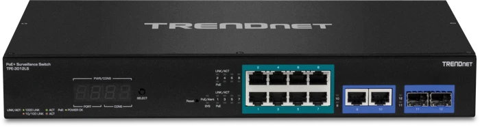TRENDnet TPE Desktop Gigabit Switch, 8x RJ-45, 2x RJ-45/SFP, 120W PoE+