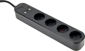Gembird Smart Powerstrip mit USB-Ladegerät 4-fach schwarz, 1x USB-C/2x USB-A, 3680W, Typ F, Smart-Steckdosenleiste (TSL-PS-S4U-01)