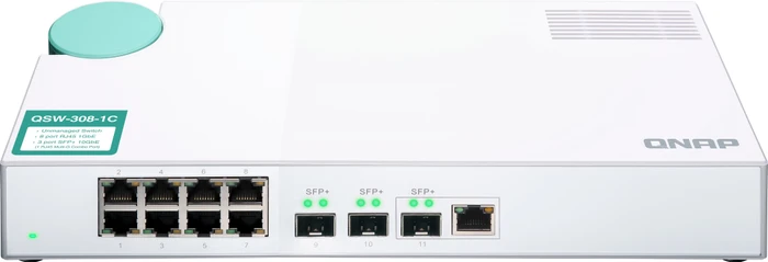 QNAP QSW-300 Desktop Gigabit Switch, 8x RJ-45, 2x SFP+, 1x RJ-45/SFP+