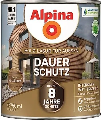 Alpina Farben Dauer-Schutz Holz-Lasur außen nussbaum, 750ml
