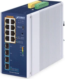 Planet IGS-4215 Industrial Railmount Gigabit Managed Switch, 8x RJ-45, 4x SFP+, 360W PoE++ (IGS-4215-8UP4X)