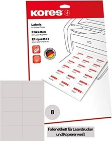 Kores Folienetiketten, 105x74mm, wetterfest, weiß, glänzend, 10 Blatt (80 Etiketten)
