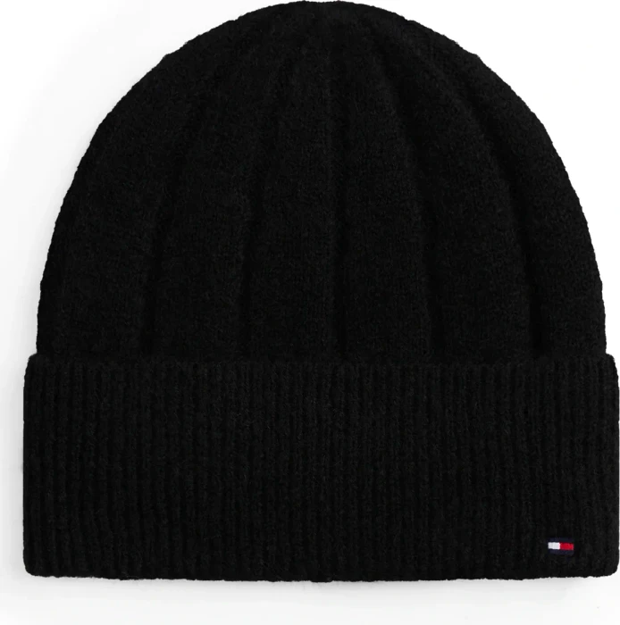 Tommy Hilfiger Flag mit flauschiger Wolle Beanie schwarz