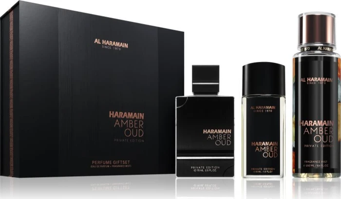 Al Haramain Amber Oud Private Edition EdP 75ml + EdP 30ml + Dep Spray 250ml Duftset