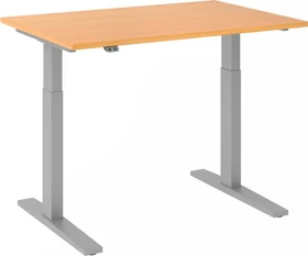 Hammerbacher Ergonomic Aktiv XMKA12 elektrisch höhenverstellbarer Sitz-Steh-Schreibtisch 120x80cm Buche/silber