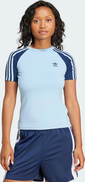 adidas Adicolor 3-Streifen Raglan Slim T-Shirt kurzarm clear sky (Damen)