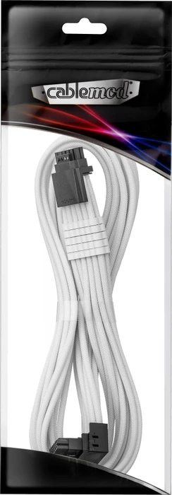 CableMod Universal Pro ModMesh, 12V-2x6 Kabel, StealthSense, natives 12V-2x6 Kabel, 1x 16-Pin PCIe 5.1 Stecker auf 16-Pin PCIe 5.1 Stecker, 90°, Variante A, weiß, 60cm