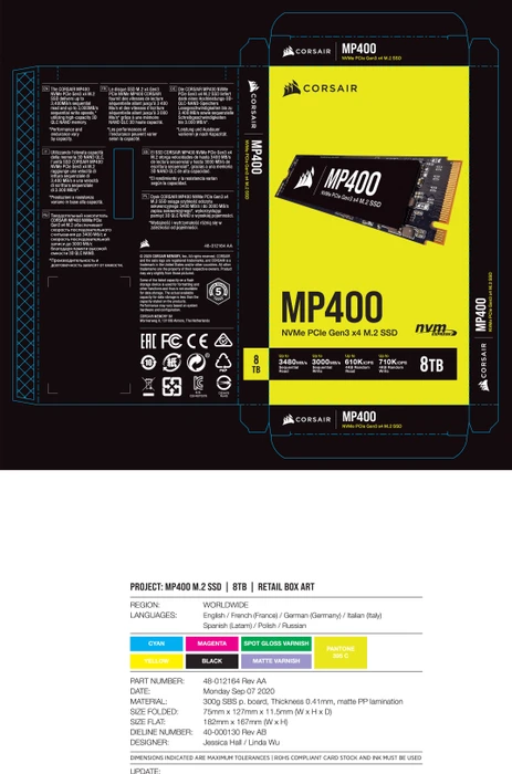 Corsair MP400 8TB, M.2 2280 / M-Key / PCIe 3.0 x4