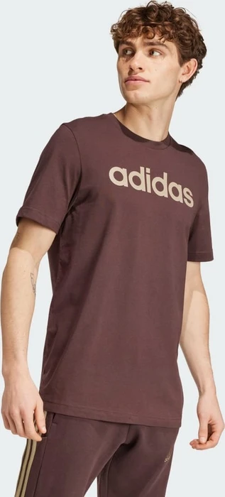 adidas Essentials Single Jersey Linear Embroidered Logo T-Shirt kurzarm shadow brown (Herren)