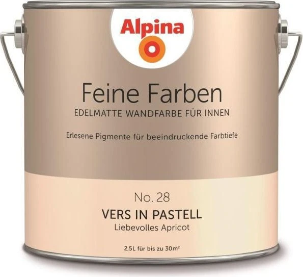 Alpina Farben Feine Farben No. 28 Vers in Pastell innen liebevolles apricot edelmatt natur, 2.5l