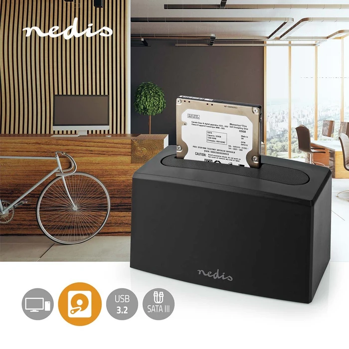Nedis Single Bay HDD Docking Station, 1x 2.5"/3.5", USB-B 3.0