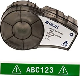 Brady All Weather Vinyl Beschriftungsband, 12.7mm, weiß/grün