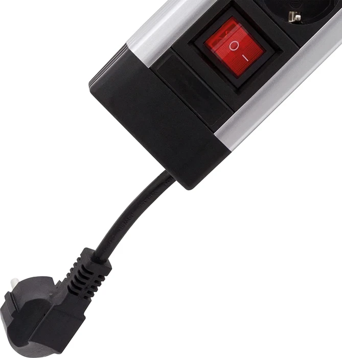 REV Ritter SupraLine mit Schalter, 4-fach, 1.9m, silber/schwarz