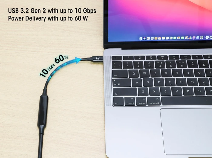 Manhattan USB 3.2 Gen 2 Aktives Typ-C Kabel USB-C Stecker auf USB-C Stecker 10Gbit/s 60W/3A 3.0m schwarz