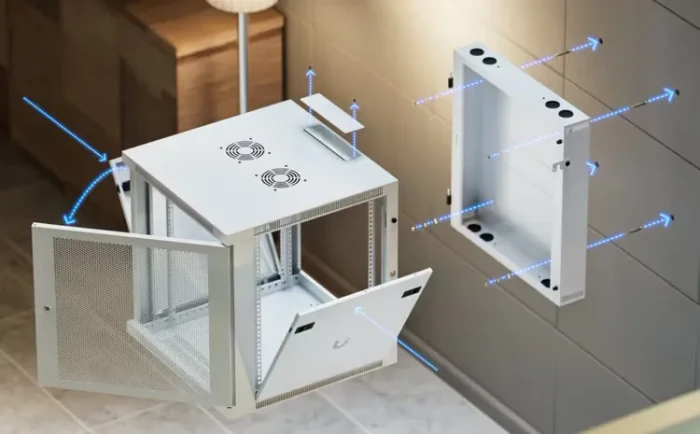Ubiquiti 12U Rack Cabinet, 19" Wandgehäuse 12HE, Gitternetztür, weiß, 703mm tief