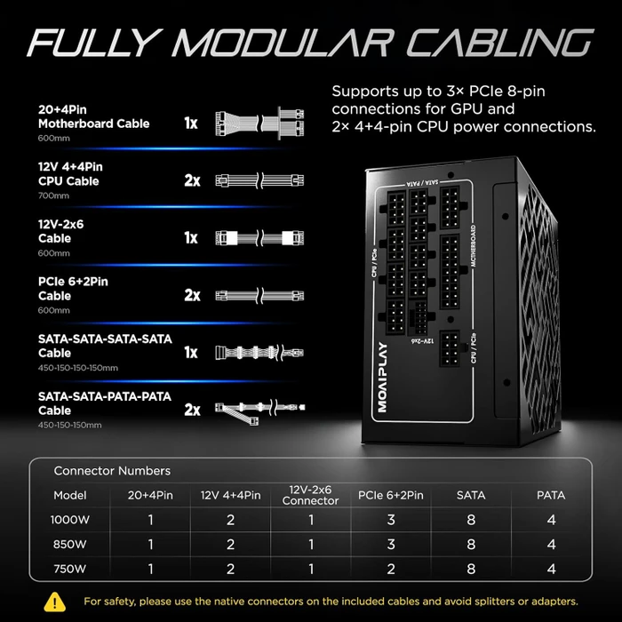 Moaiplay ORA PRO G1 850 850W, ATX 3.1