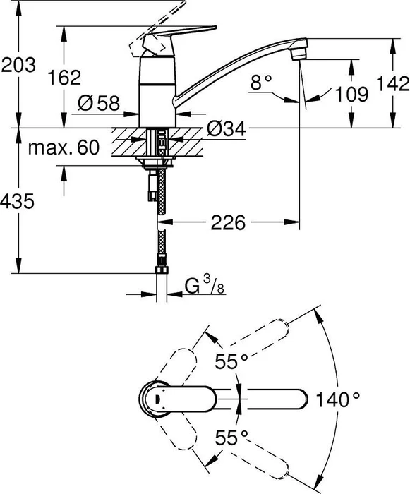 Grohe Eurosmart Cosmopolitan Einhand-Spültischbatterie 1/2 chrom