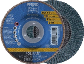 Pferd PFC 115 Z 40 PSF STEELOX POLIFAN Fächerschleifscheibe K40, 115x22.23mm, 10 Stück