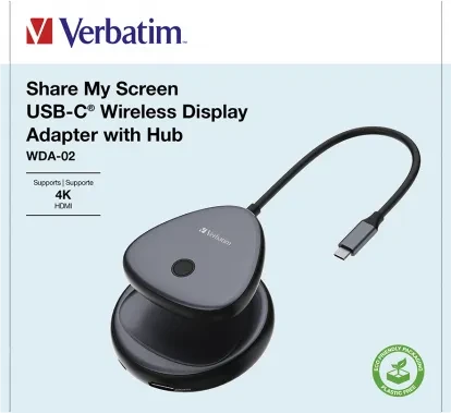 Verbatim WDA-02 USB-C Wireless Display Adapter with Hub, USB-C 3.0 (Stecker)