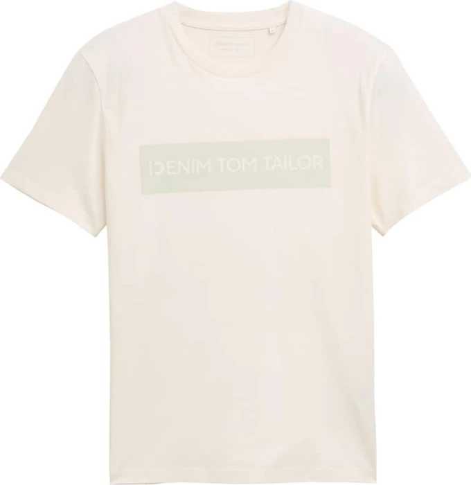 Tom Tailor Basic mit Logo-Print T-Shirt kurzarm gardenia white (Herren)
