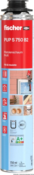 fischer PUP S 750 B2 Profi Montageschaum beige, 750ml