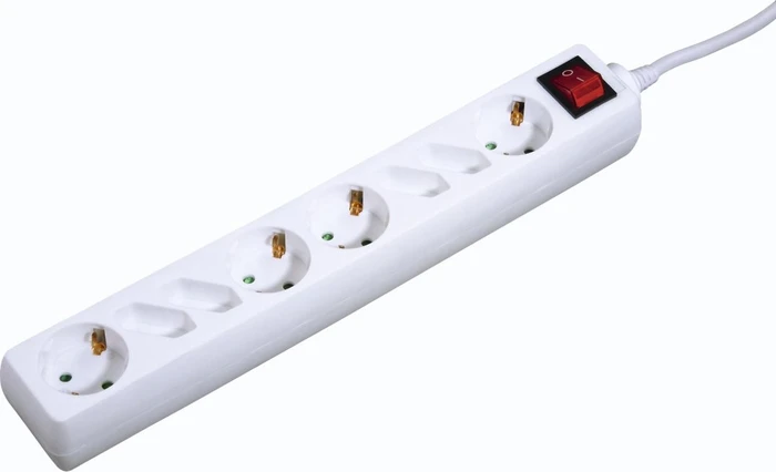 Hama Steckdosenleiste mit Schalter, 4-fach Schuko, 4-fach Euro, 8-fach, 1.4m, weiß