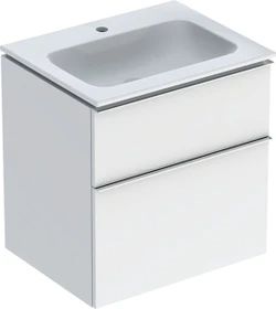 Geberit iCon Set Möbelwaschtisch/Unterschrank 60cm weiß/KeraTect, Korpus: weiß/lackiert hochglanz, Griff: hoch-glanzverchromt