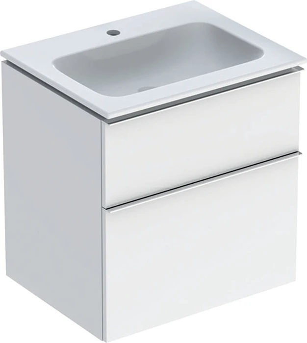 Geberit iCon Set Möbelwaschtisch/Unterschrank 60cm weiß/KeraTect, Korpus: weiß/lackiert hochglanz, Griff: hoch-glanzverchromt