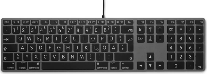 LMP Großschrift Tastatur mit Zahlenblock für Mac, Space Gray, USB, DE