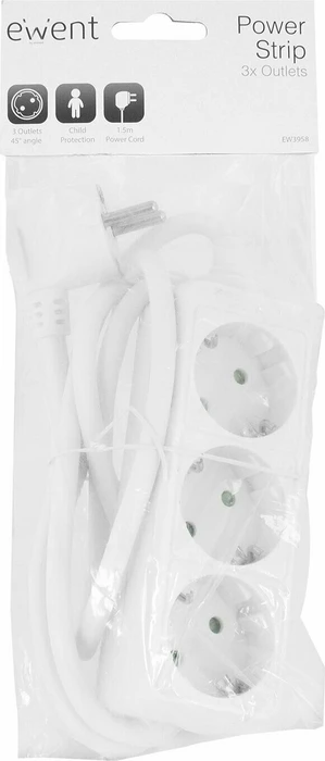 Ewent Steckdosenleiste, 3-fach, 1.5m, weiß