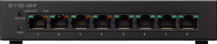 Cisco SF110 Desktop Switch, 8x RJ-45, 32W PoE
