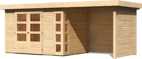 Karibu Kerko 4 Gartenhaus inkl. Anbau + Rück- und Seitenwand 2.4m natur
