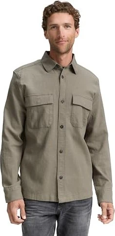 Tom Tailor Overshirt mit Bursttaschen Hemd langarm smokey olive green (Herren)