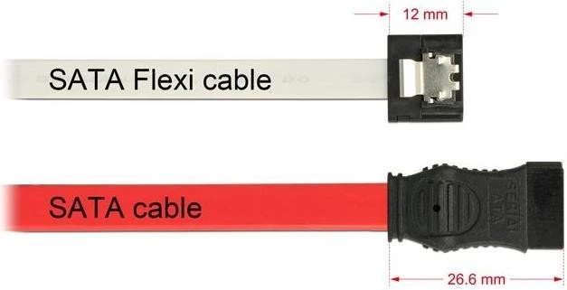 DeLOCK SATA 6Gb/s Kabel Flexi weiß 0.5m, gerade/gerade