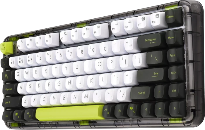 ASUS Jelly75 KD201 Mechanical Wireless Keyboard, Volt Green, LEDs weiß, Linear Switch, USB/Bluetooth, DE