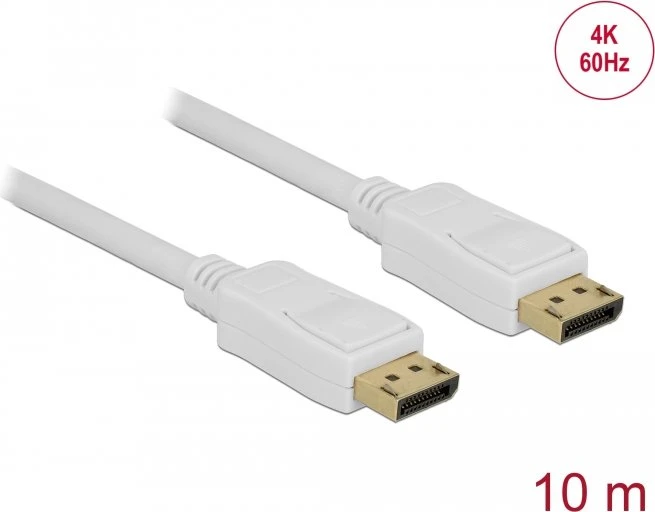 DeLOCK DisplayPort 1.2 Kabel 4K 60Hz weiß, 10m