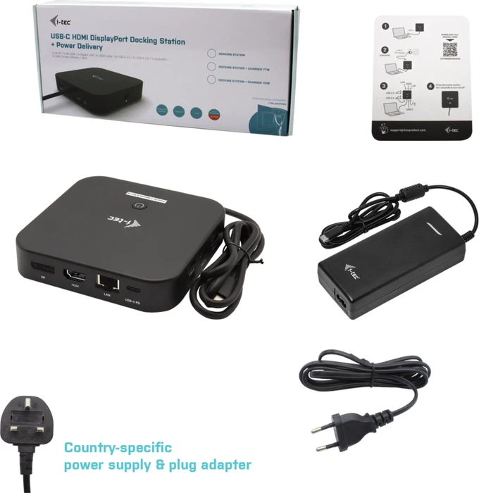 i-tec USB-C HDMI DP Docking Station, inkl. 112W Netzteil, USB PD 100W, USB-C 3.1 [Stecker]
