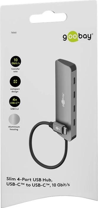 Wentronic goobay Slim 4-Port USB-Hub, 4x USB-C 3.1, USB-C 3.1 [Stecker]