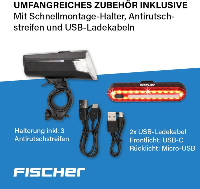 Fischer Akku-USB-LED 80 Lux Beleuchtungsset
