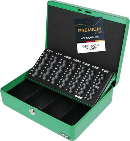 HMF 10015 Geldkassette, grün, Schlüsselschloss