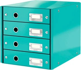 Leitz Click & Store WOW Schubladenbox, 4 Schubladen, eisblau