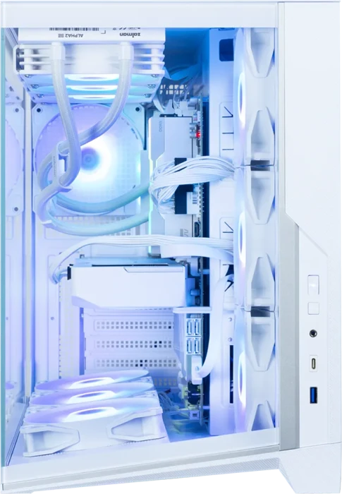 Zalman D40 White, weiß, Glasfenster