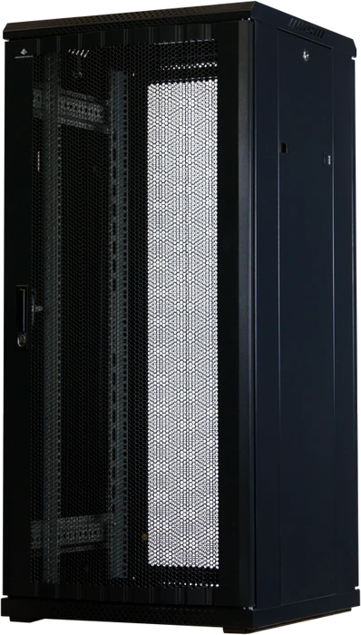 Rockstable 19" Serverschrank 27HE, Gitternetztür, IP2X, schwarz, 600mm tief