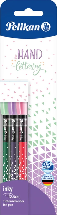 Pelikan inky Pastell Tintenroller (Mine) sortiert, Rechtshänder, 3er-Set, Blister