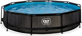 Exit Toys Black Wood Frame Pool mit Filterpumpe rund 360x76cm