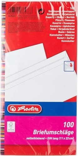 Herlitz Briefumschlag weiß, 110x220mm, 75g/m², 100er-Pack