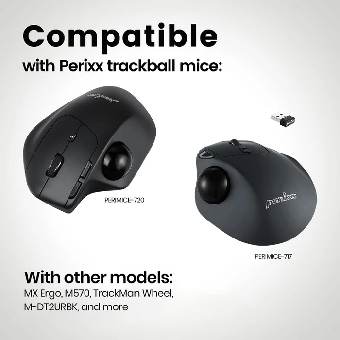 Perixx PERIPRO-303GB 34mm für Perimice und Logitech M570, Ersatz-Trackball, schwarz