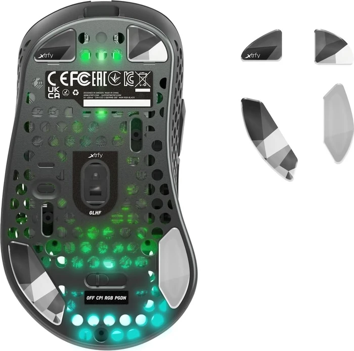 Cherry Xtrfy M4 / M4 Wireless Glass Skates, Mausgleiter, Litus White, grau/weiß