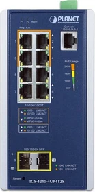 Planet IGS-4215 Industrial Railmount Gigabit Managed Switch, 8x RJ-45, 2x SFP, 240W PoE++ (IGS-4215-4UP4T2S)