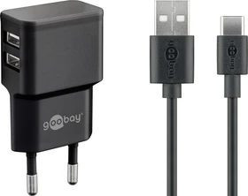 Wentronic Goobay USB-C-Dual-Ladeset 12W schwarz